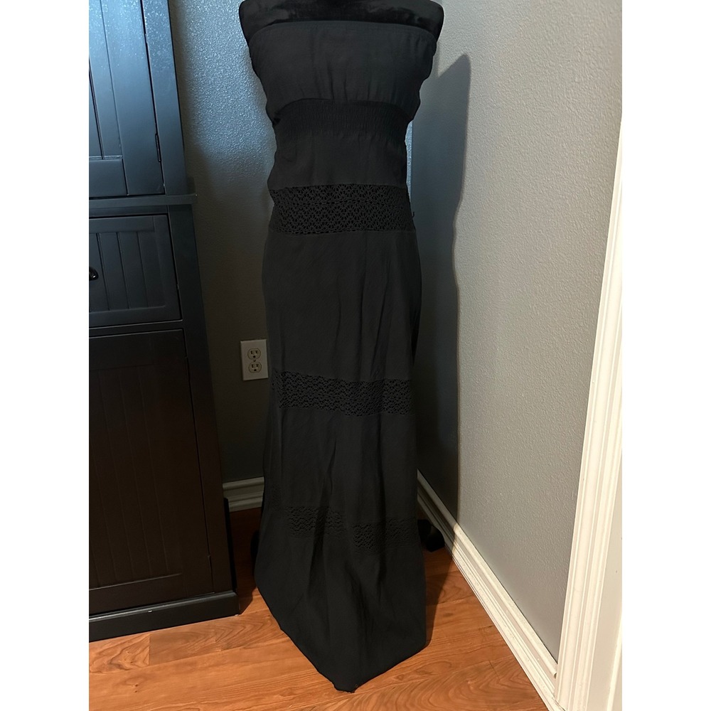 Debbie Katz South‎ Beach Dress XL Black Strapless Maxi Resort Boho Minimalist